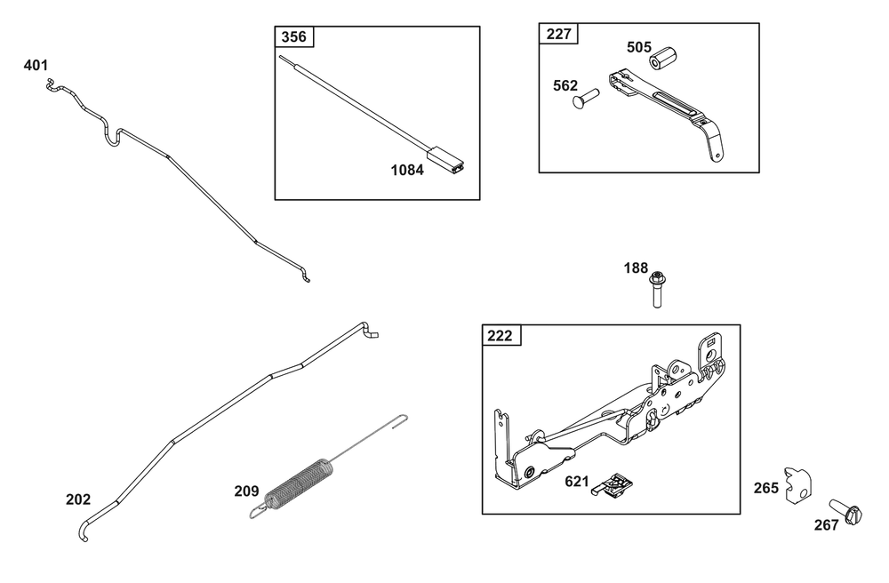 Controls Group Diagram and Parts List for 125P42-0031-H5  Briggs and Stratton Engine